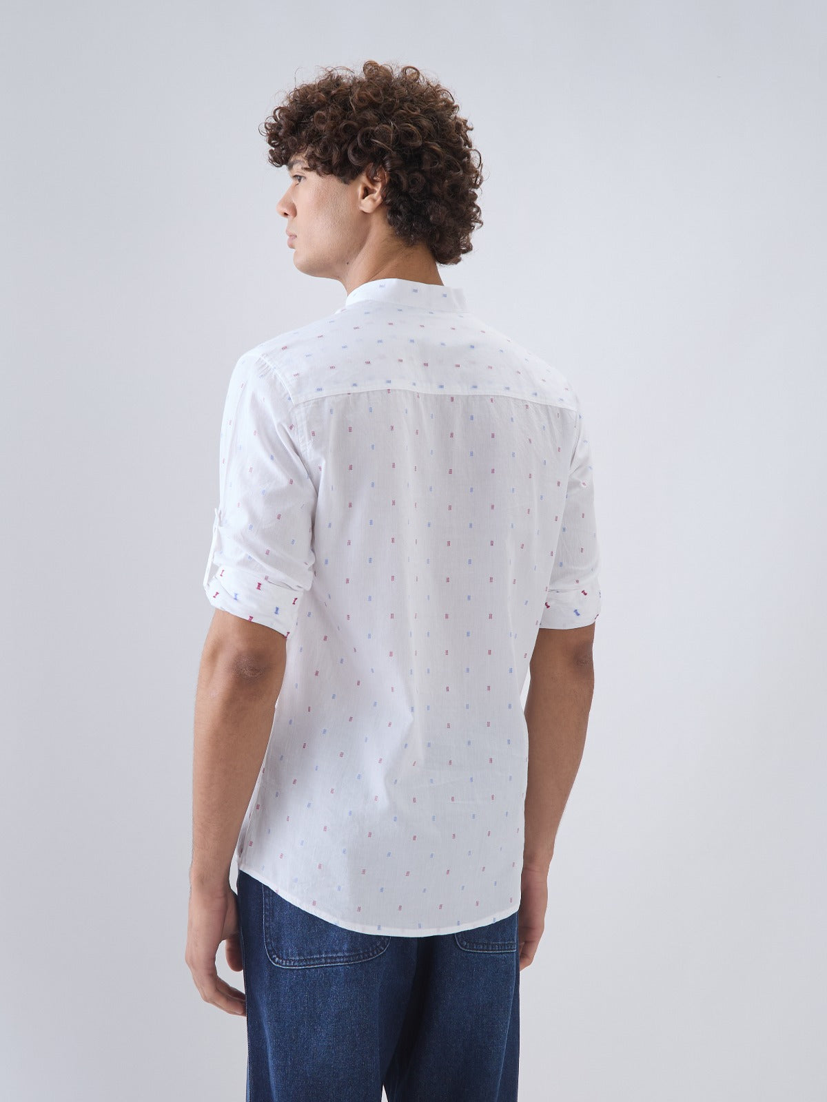 Nick&Jess Mens 100% Cotton Embroidery mens slim Fit with roll up long Sleeve Henley short Kurta Shirt