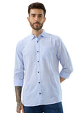 nick&jess 100% Cotton Mens Linen Blend Solid Sky Blue Color Slim Fit Long Sleeves Shirt