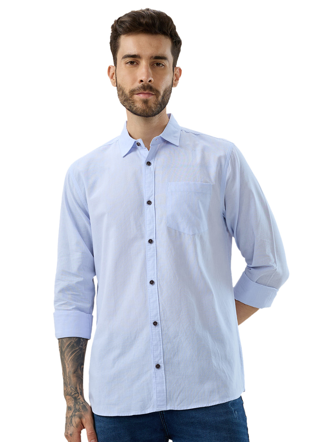 nick&jess 100% Cotton Mens Linen Blend Solid Color Slim Fit Long Sleeves Shirt( Pack OF 3)