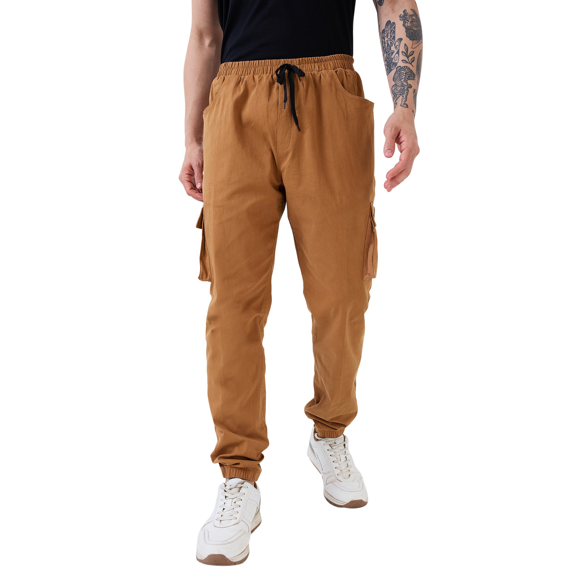 nick&jess Mens Joggers Trousers 97% Cotton 3% Stretch Peach Finish with Pocket and Inner Draw Strings