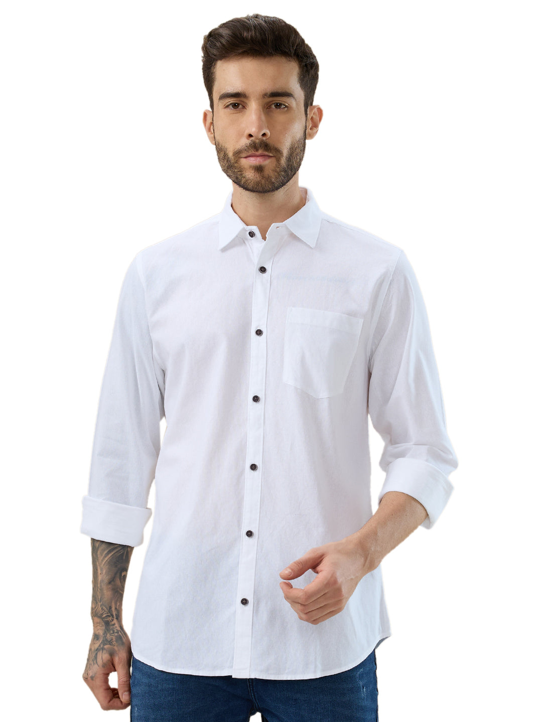 nick&jess 100% Cotton Mens Linen Blend Solid Color Slim Fit Long Sleeves Shirt( Pack OF 3)