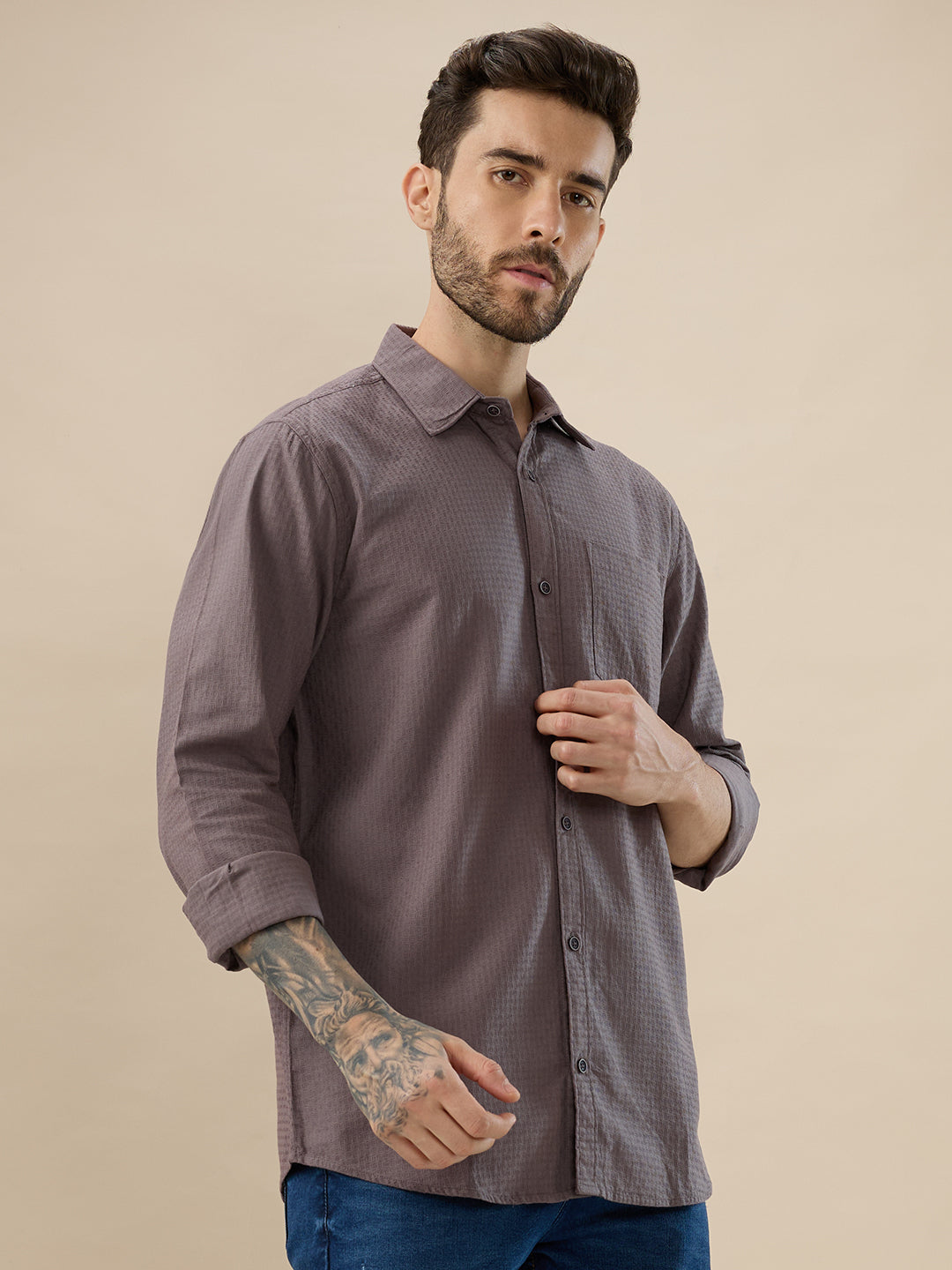 nick&jess 100% Cotton Mens Linen Blend Solid Color Slim Fit Long Sleeves Shirt( Pack OF 3)