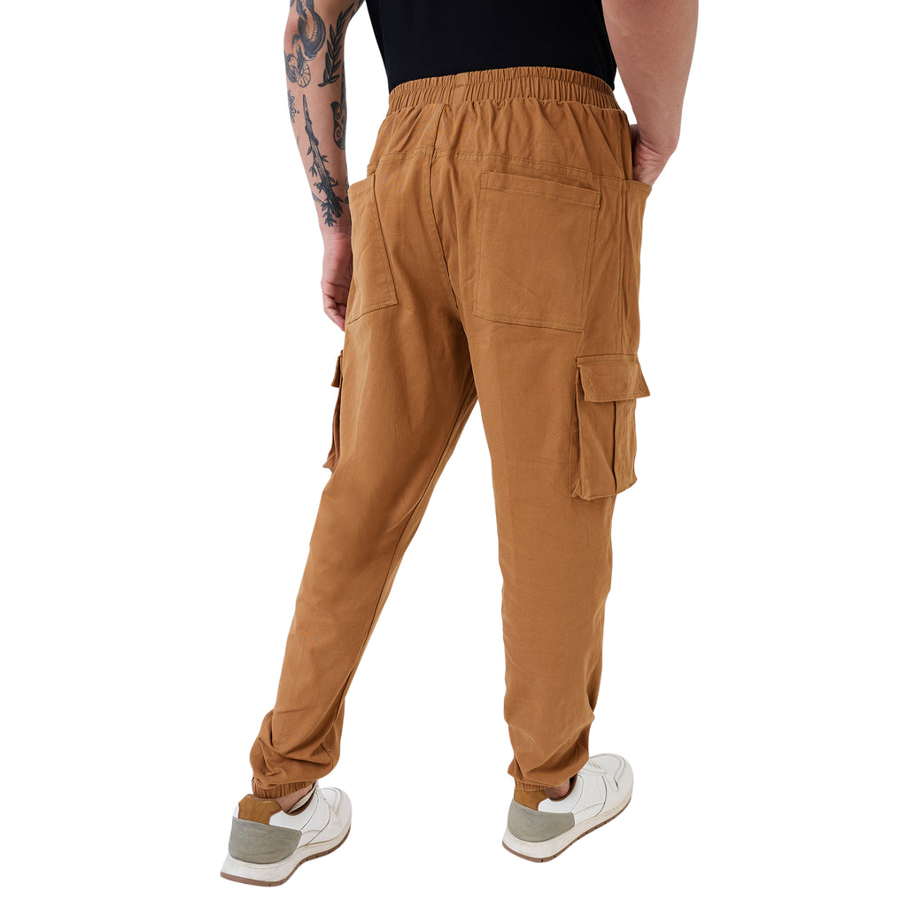 nick&jess Mens Joggers Trousers 97% Cotton 3% Stretch Peach Finish with Pocket and Inner Draw Strings