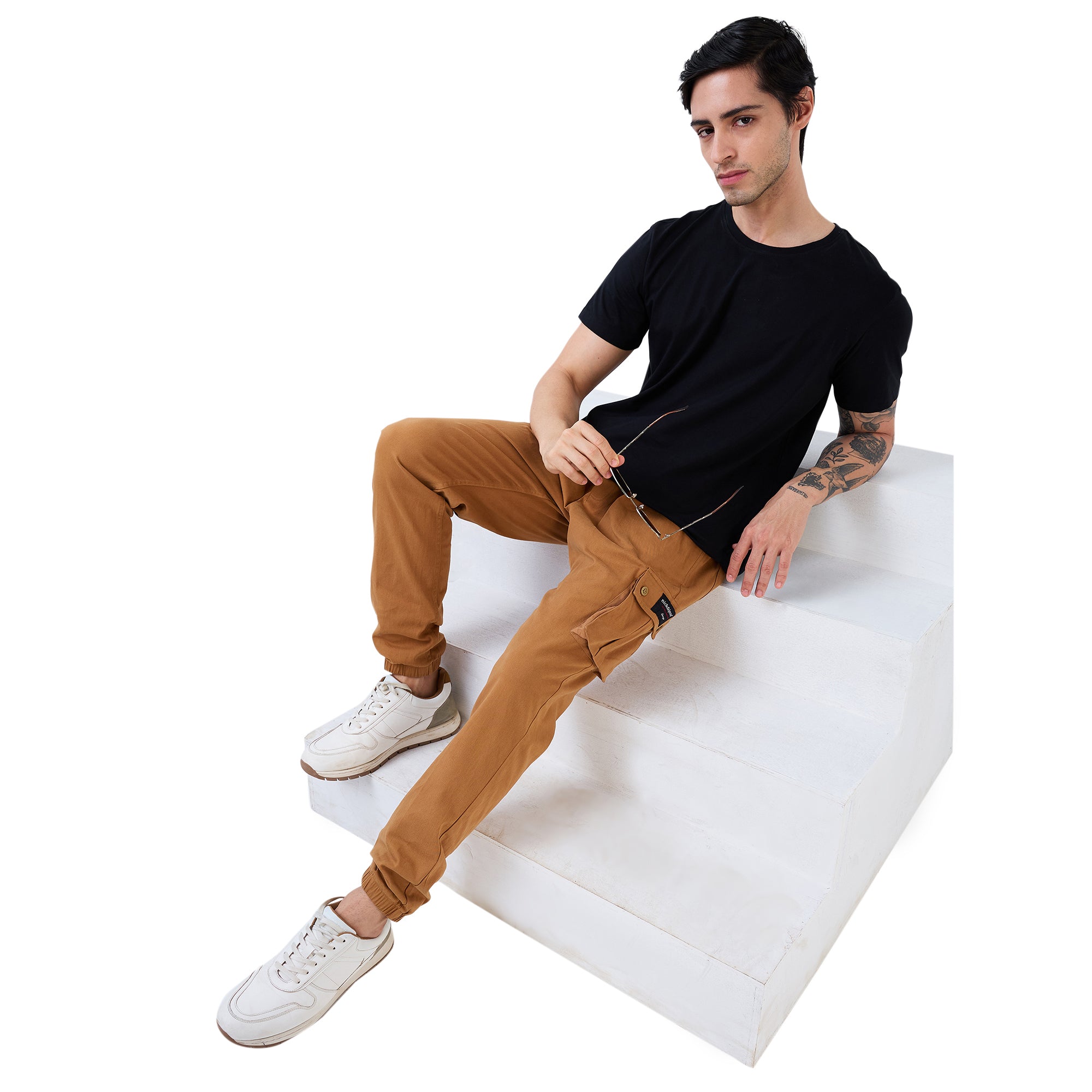 nick&jess Mens Joggers Trousers 97% Cotton 3% Stretch Peach Finish with Pocket and Inner Draw Strings