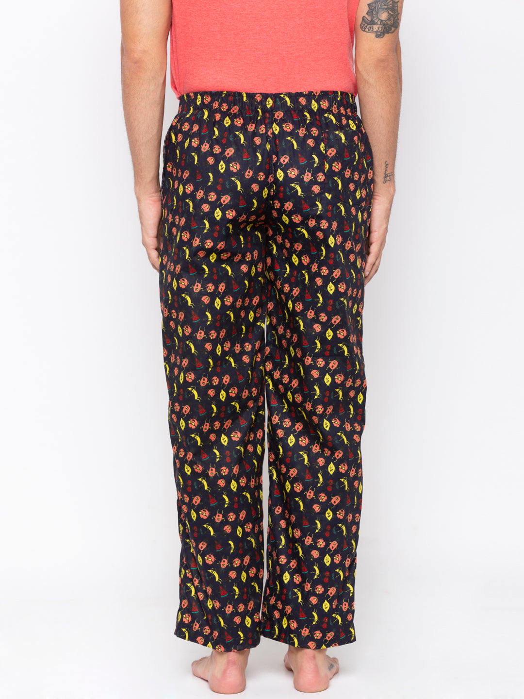 Nick&Jess Mens Prined 100% Cotton Black Pajama