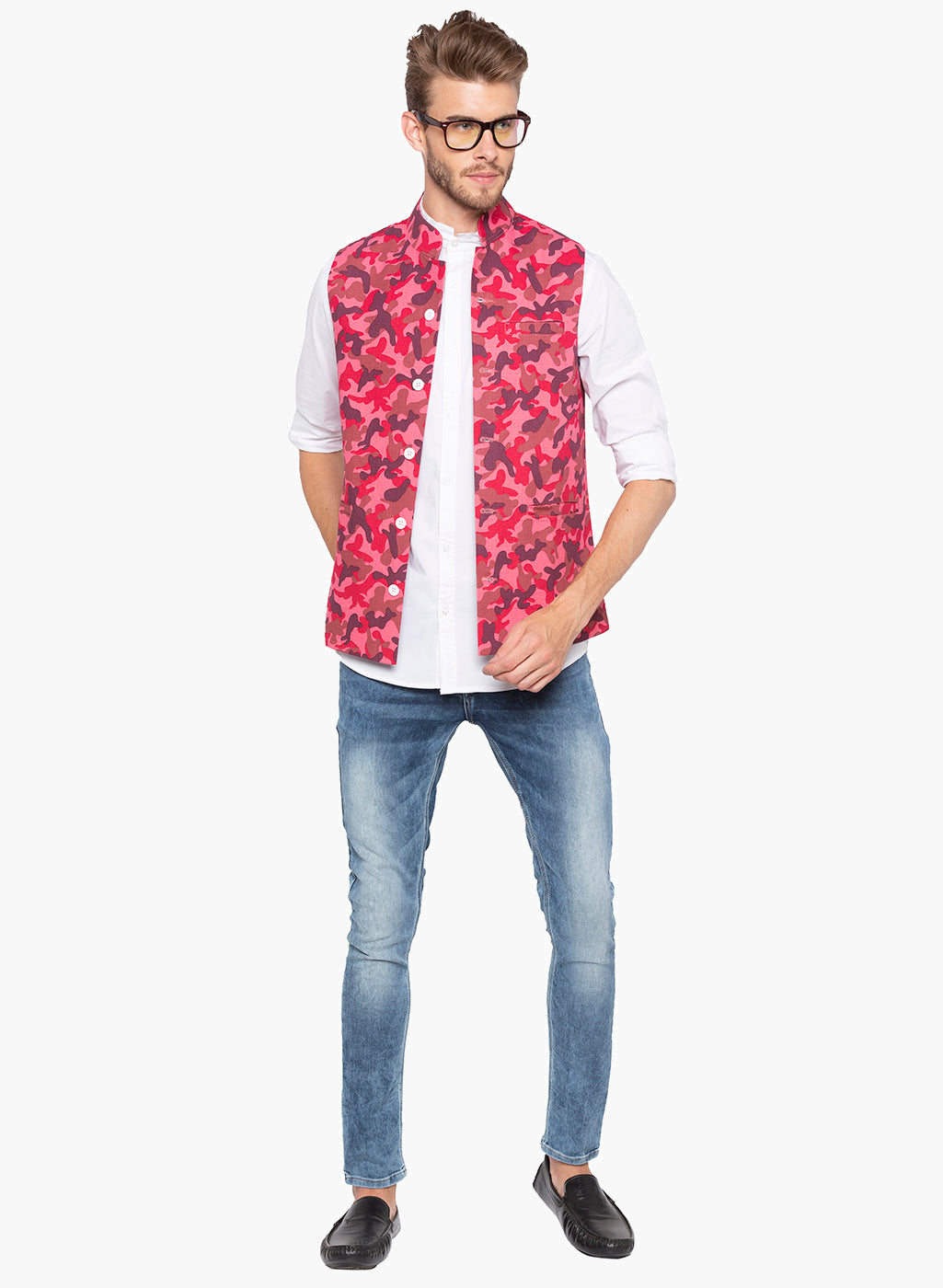 Nick&Jess Mens Slim Fit Printed Nehru Jacket (Indian Waist Coat)