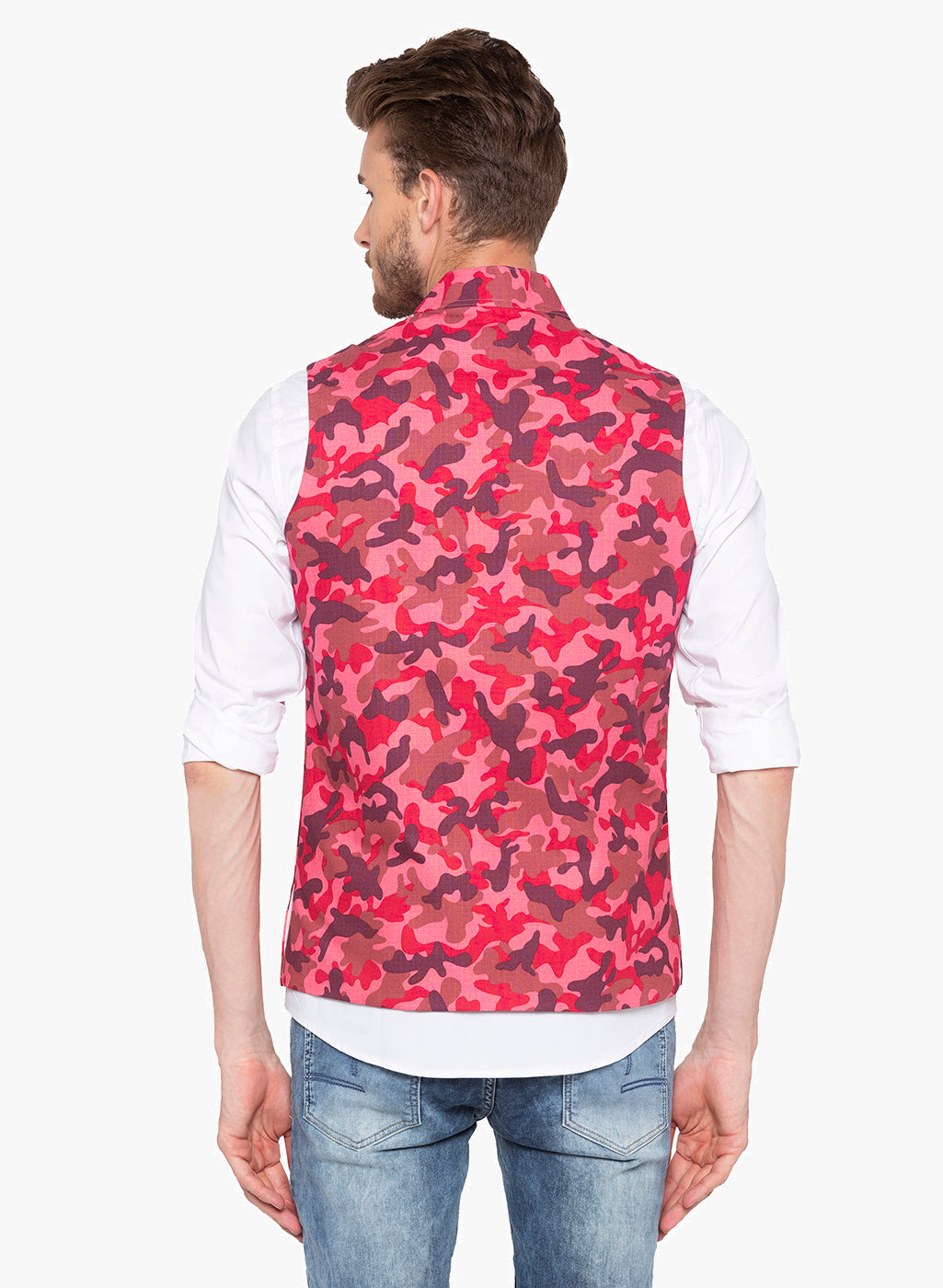 Nick&Jess Mens Slim Fit Printed Nehru Jacket (Indian Waist Coat)