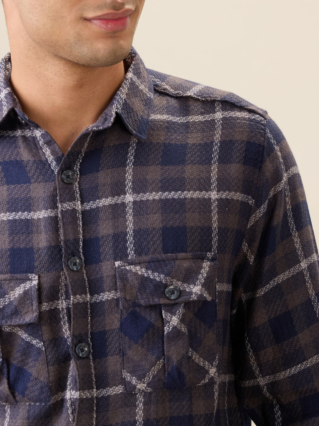 nick&jess Mens 100% Cotton Slim Fit Double Pocket Flap Checks long sleeve Shirts