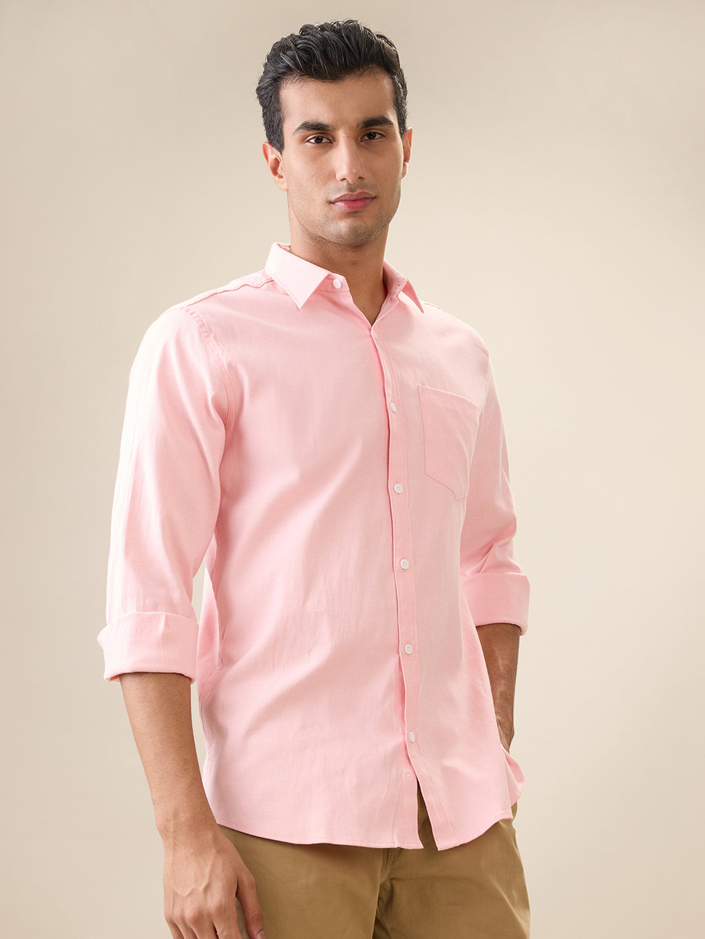 Nick&Jess Mens 100% Cotton Slim Fit Plain Oxford Weave  long sleeve Shirt