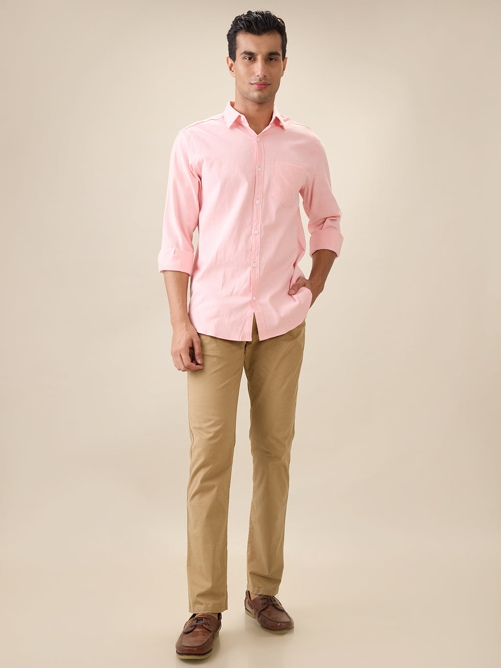 Nick&Jess Mens 100% Cotton Slim Fit Plain Oxford Weave  long sleeve Shirt