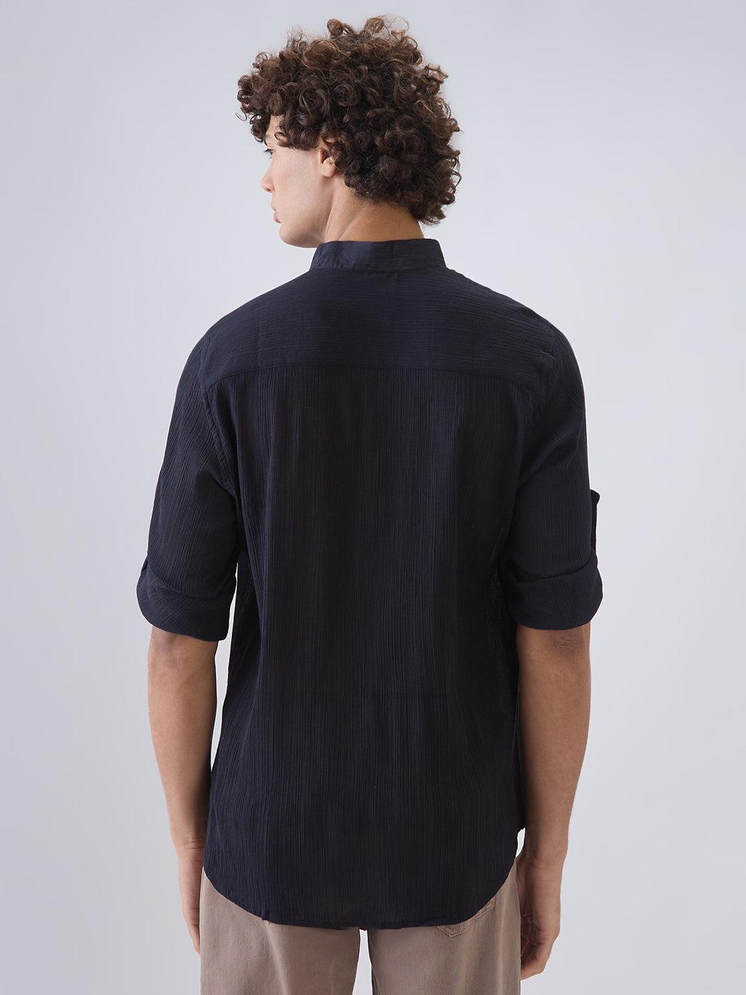 Nick&Jess Mens 100% Cotton crepe regular Fit hanley style roll up sleeves Kurta Shirt