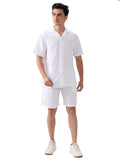 nick&jess mens 100% Cotton Solid White Color With Dobby Texture Mens Co-ords set